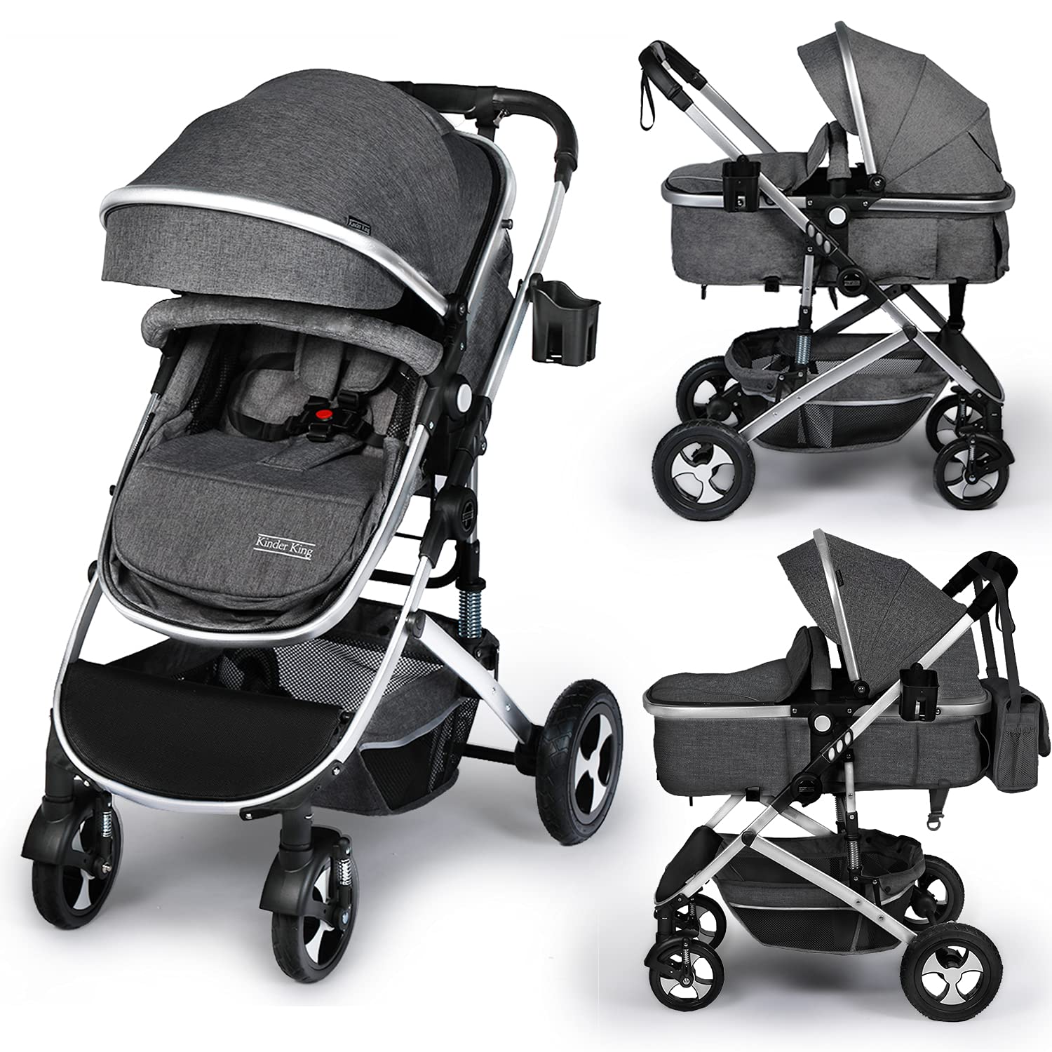 2 in 1 Convertible Baby Stroller, Dark Grey U780980