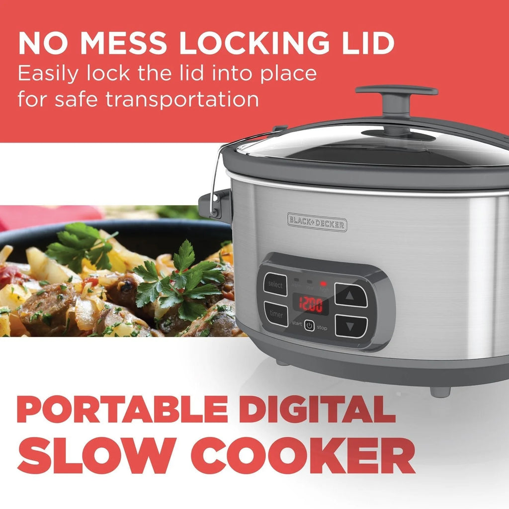 Digital Slow Cooker with 7 Quart Capacity, Stainless Steel C4617