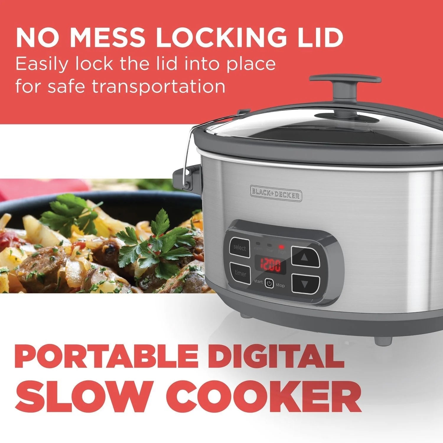 Digital Slow Cooker with 7 Quart Capacity, Stainless Steel C4617