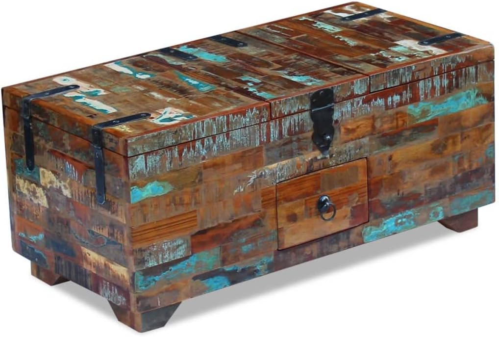 Solid Reclaimed Wood Coffee Table Box Chest 31.5"x15.7"x13.8" Z611