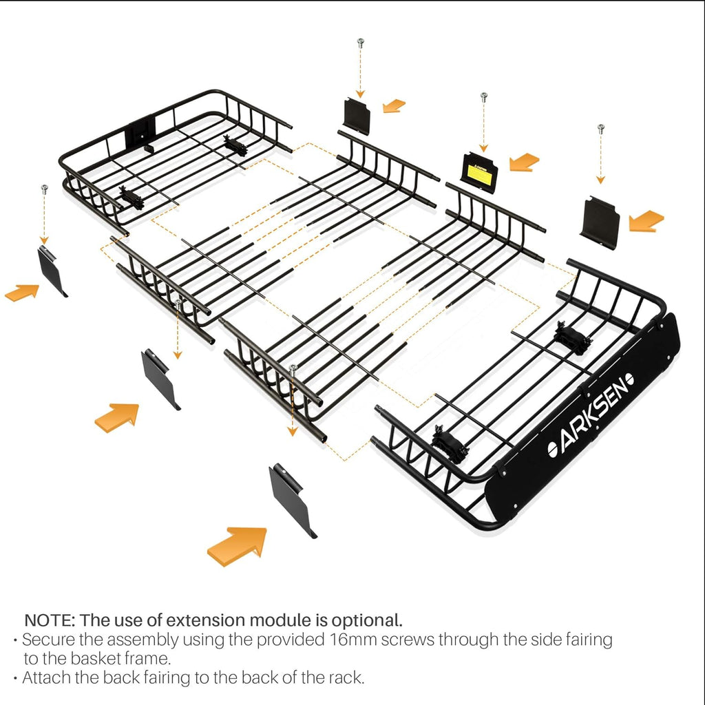 84 Inch Black Roof Rack Cargo Basket with Extension Soft-Shell Rooftop Cargo Carrier S515