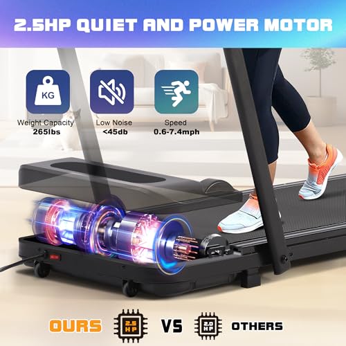 Walking Pad Treadmill, 2.5HP, 265 lb Capacity with Remote Control R7898