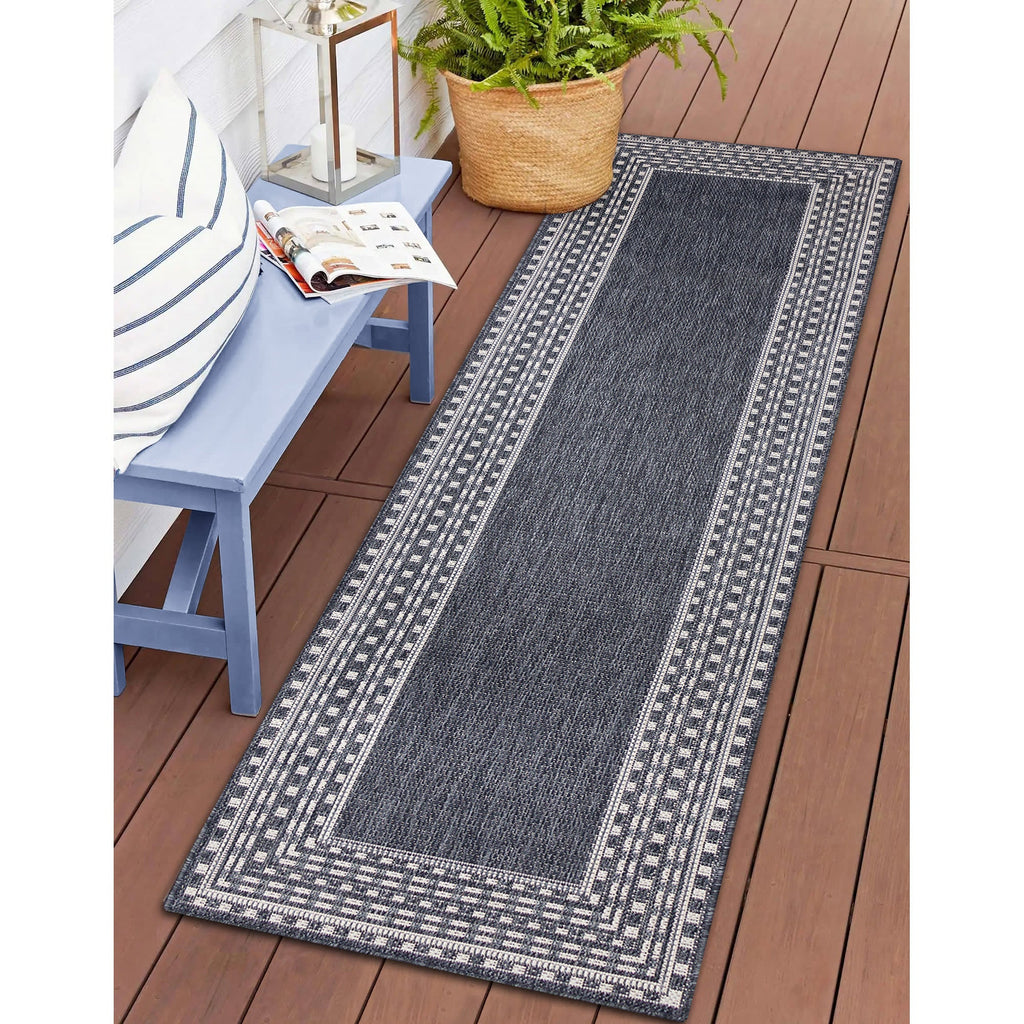 Malibu Etched Border Indoor Outdoor Area Rug