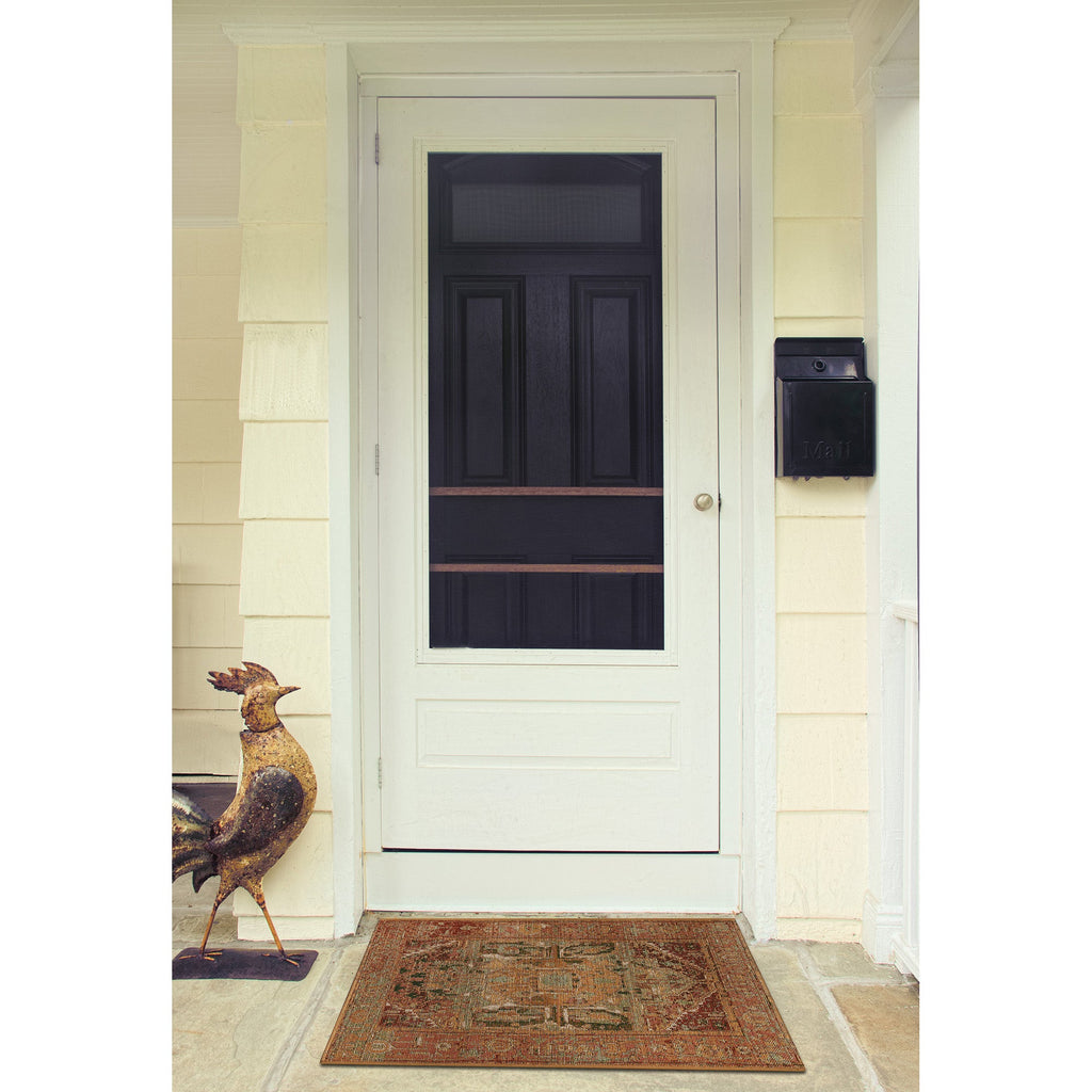 Esencia Heriz Indoor Outdoor Mat with Non-Skid Backing