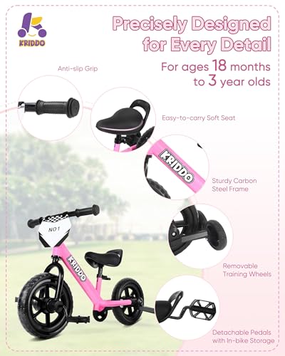 2-in-1 Kids Tricycle and Toddler Balance Bike Black C1652