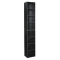 8-Tier Media Tower Rack Bookcase Display Bookshelf CD DVD Slim Storage Cabinet with Adjustable Shelves Brown R98865