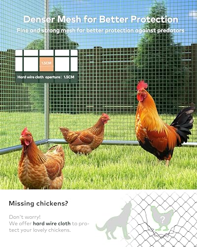 Large Metal Chicken Coop Run with Spire Roof Outdoor Poultry Cage with Waterproof UV-Resistant Cover (8.9’ W x 11.8’ L x 6.6’ H) T1864