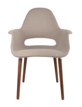 Organic Upholstered Fabric Armchair with Dark Walnut Brown Wooden Legs (Black) C496897
