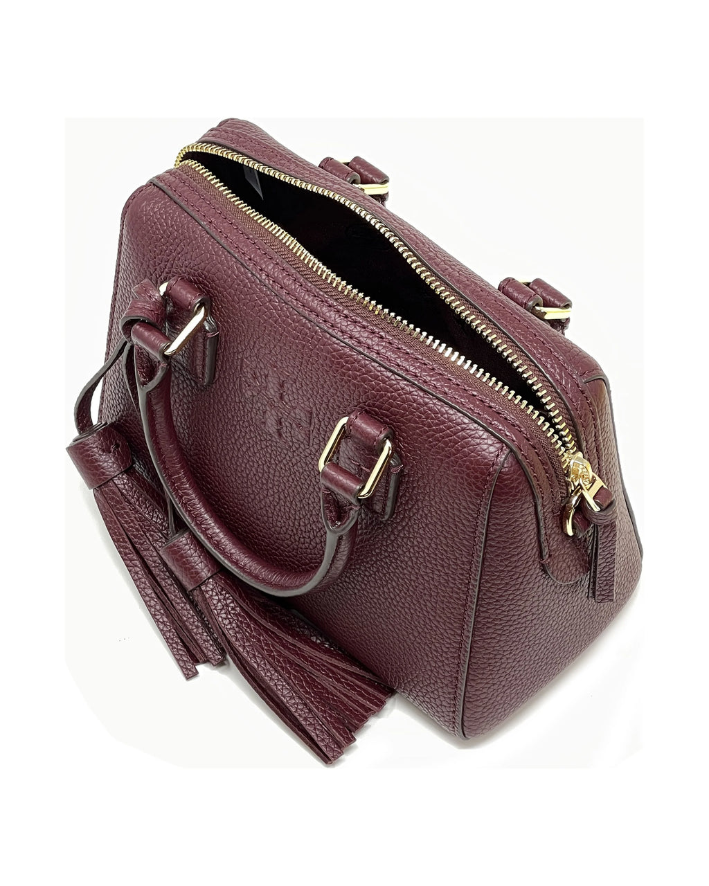 Women's Pebbled Leather Mini Satchel (Claret) D193