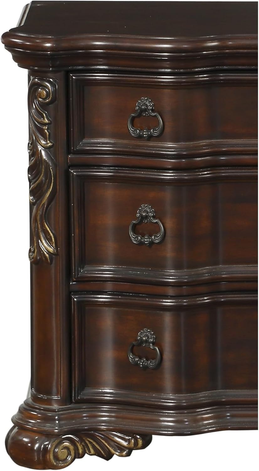 Cherry Finish Nightstand of 3 Drawers J3984