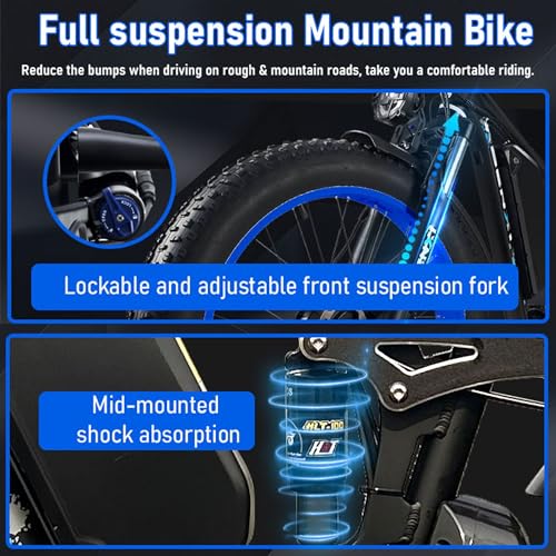 3000W Fat-Tire Electric-Bike, 52V 25AH, 38MPH, Full Suspension Ebikes with 24 Inch X3151