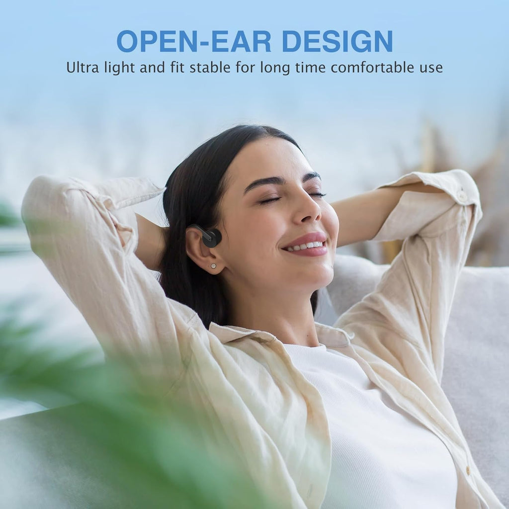 Bone Conduction Wireless Bluetooth 5.3 Open Ear Headphones with Mic, IPX6 Waterproof Q772425