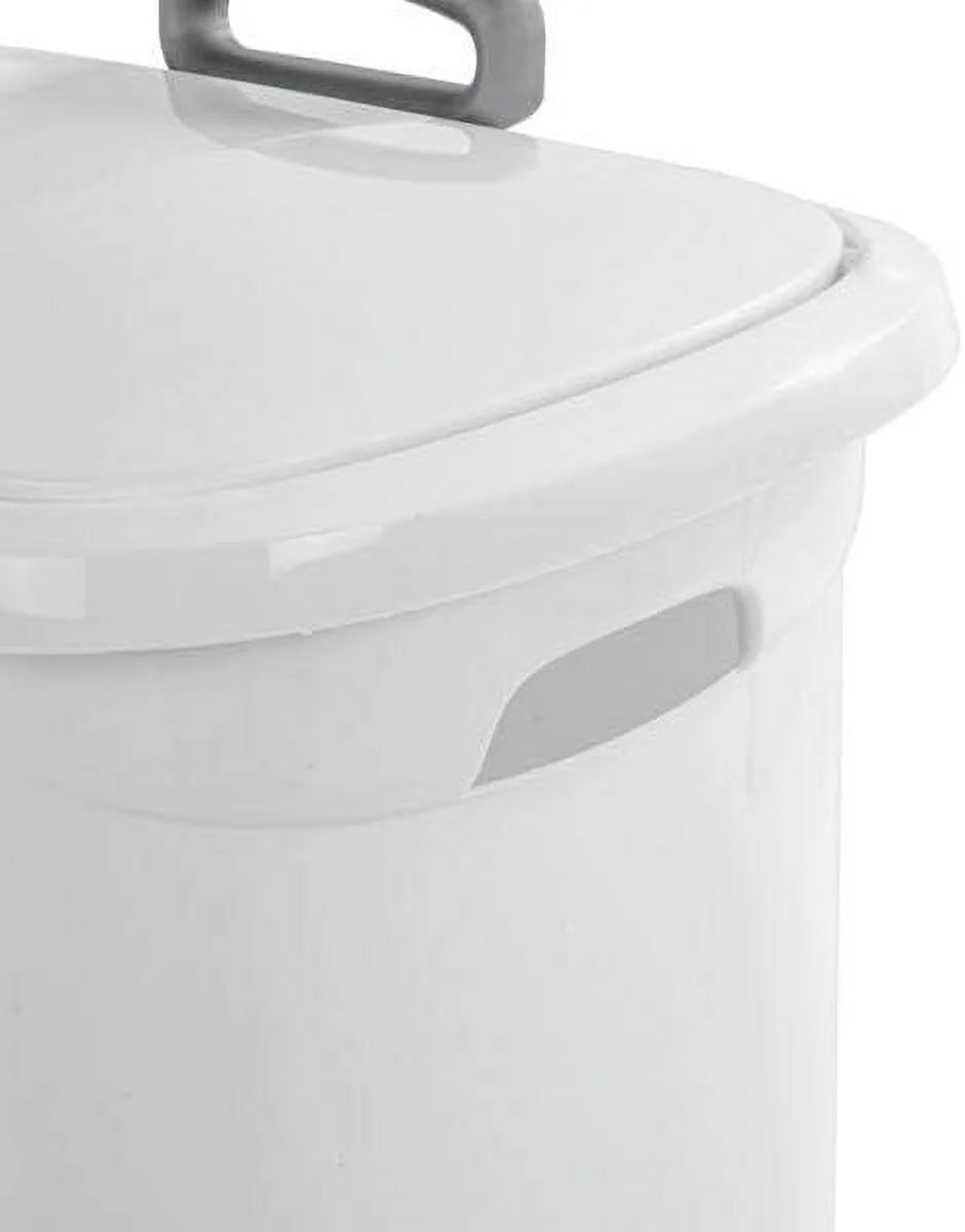 White Wheeled Laundry Hamper with Retractable Handle and Lid Z16409