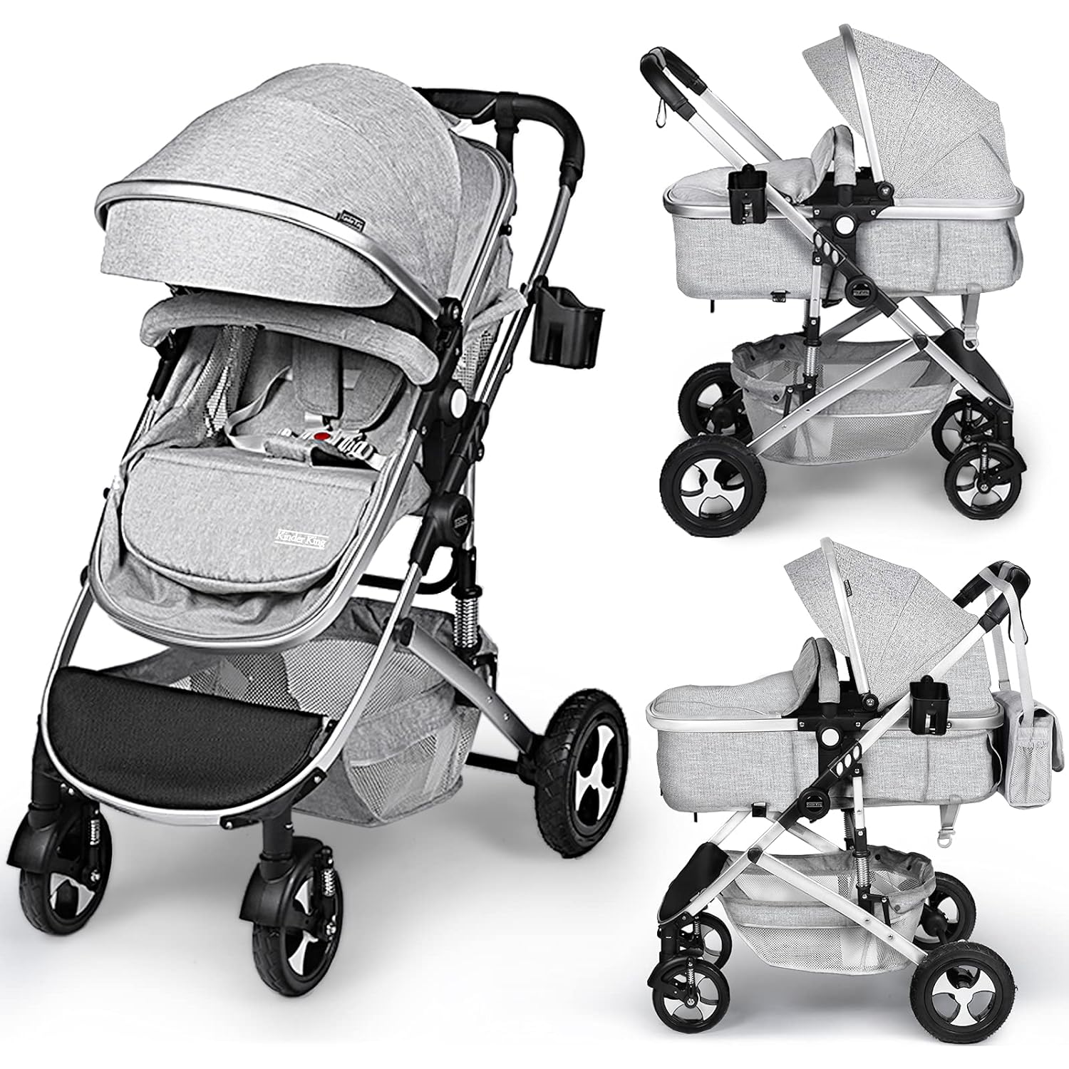 2 in 1 Convertible Baby Stroller, Dark Grey U780980