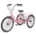 Adult Tricycle 7 Speed 3 Wheel Bike with Cargo Basket Y758336