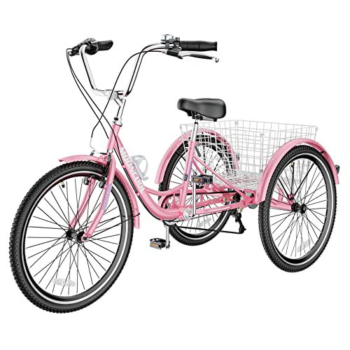 Adult Tricycle 7 Speed 3 Wheel Bike with Cargo Basket Y758336