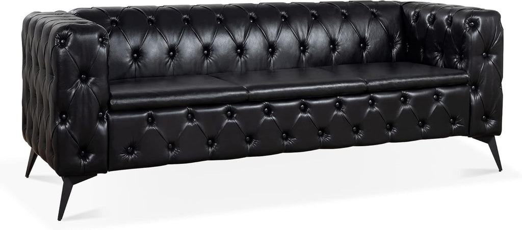Comfy Couch Traditional Square Arm Sofa 84.06 Inch Width Removable Cushion 3 Seater P833
