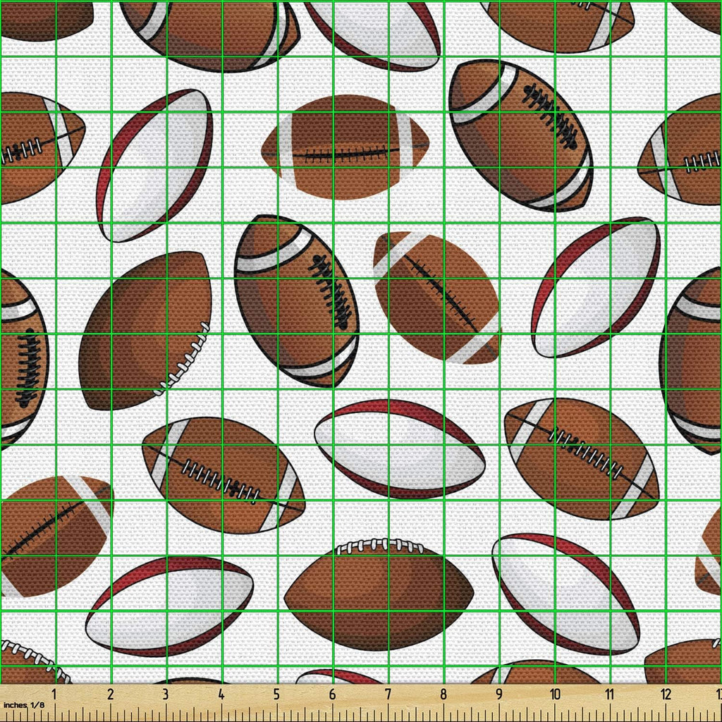 American Football Fabric by The Yard, 1 Yard, Caramel Ruby White F10109