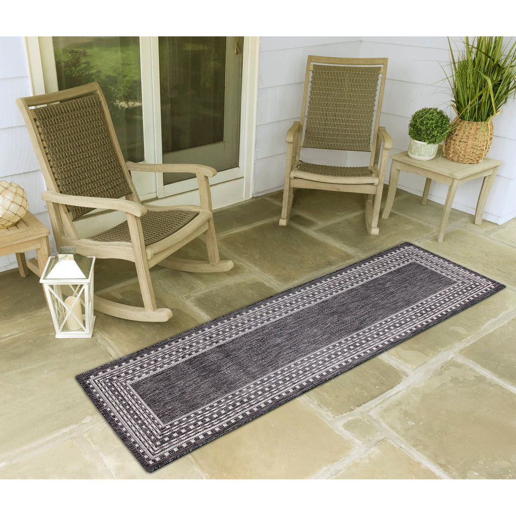 Malibu Etched Border Indoor Outdoor Area Rug