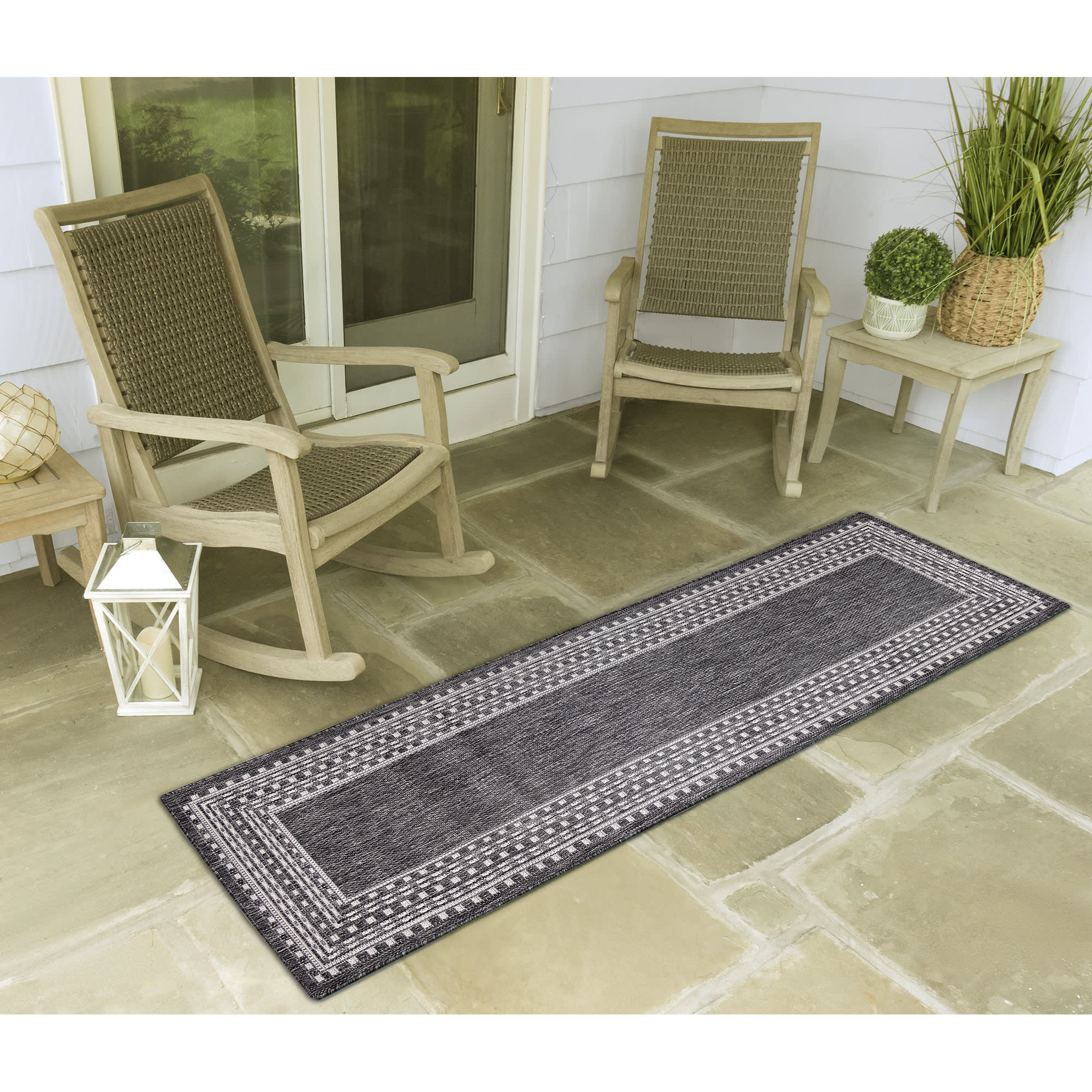 Malibu Etched Border Indoor Outdoor Area Rug