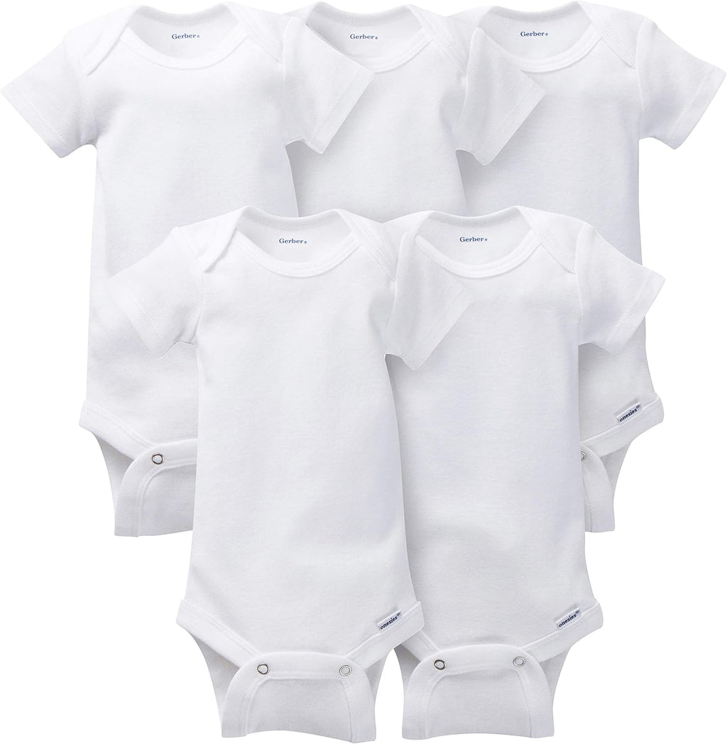 5-Pack White Short Sleeve Onesies Bodysuits D210068