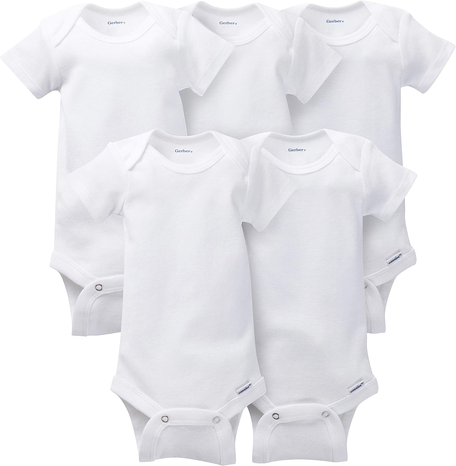 5-Pack White Short Sleeve Onesies Bodysuits D210068