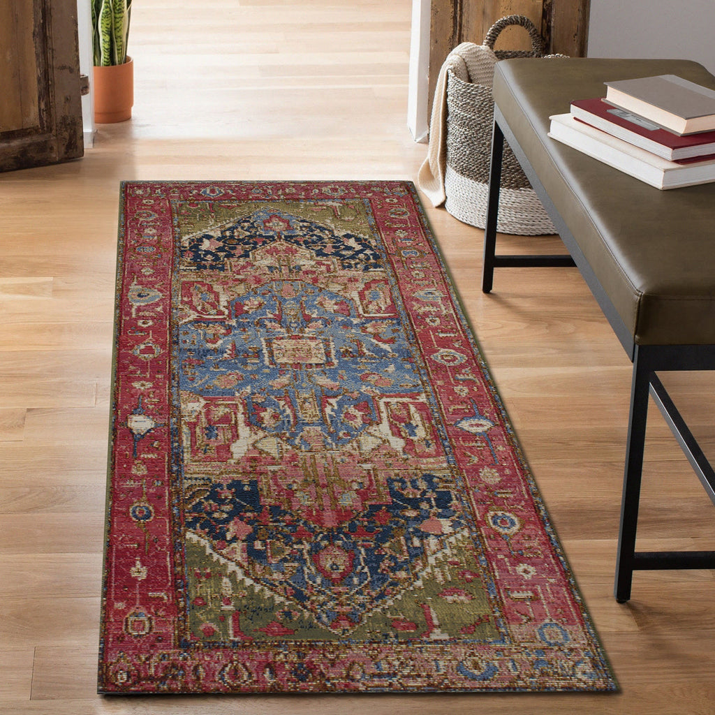 Esencia Heriz Indoor Outdoor Mat with Non-Skid Backing