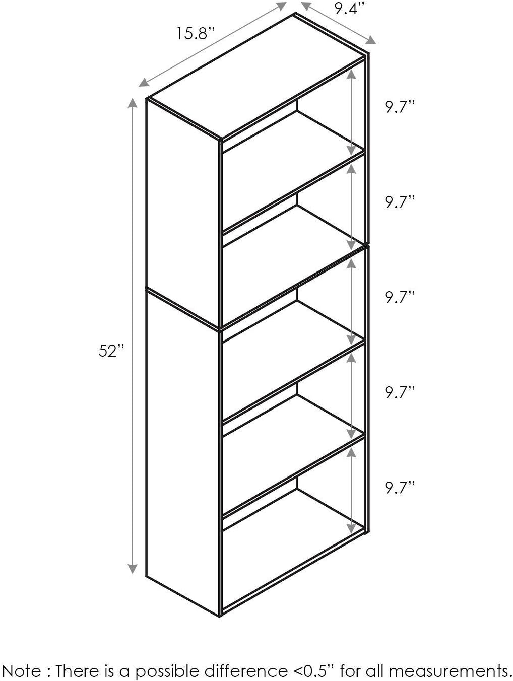 White 2 Pack 5-Tier Open Shelf Bookcase Z4752