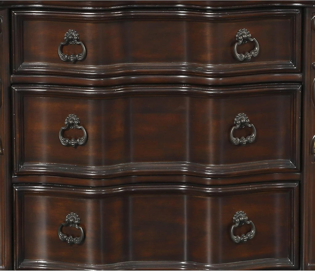 Cherry Finish Nightstand of 3 Drawers J3984