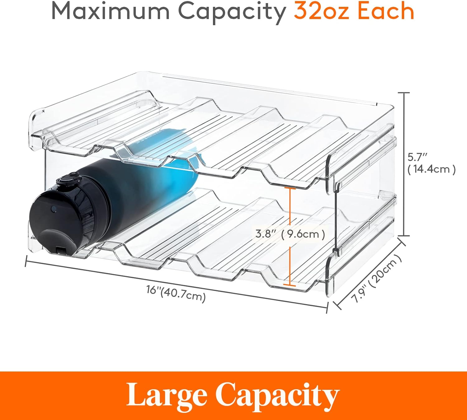 Stackable Water Bottle Organizer for Cabinet, Holds up to 15 Cans Z795