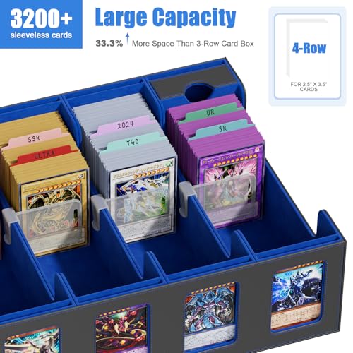 Card Storage Box with 4 Rows, 24 Colorful Dividers & 8 Viewing Windows H416