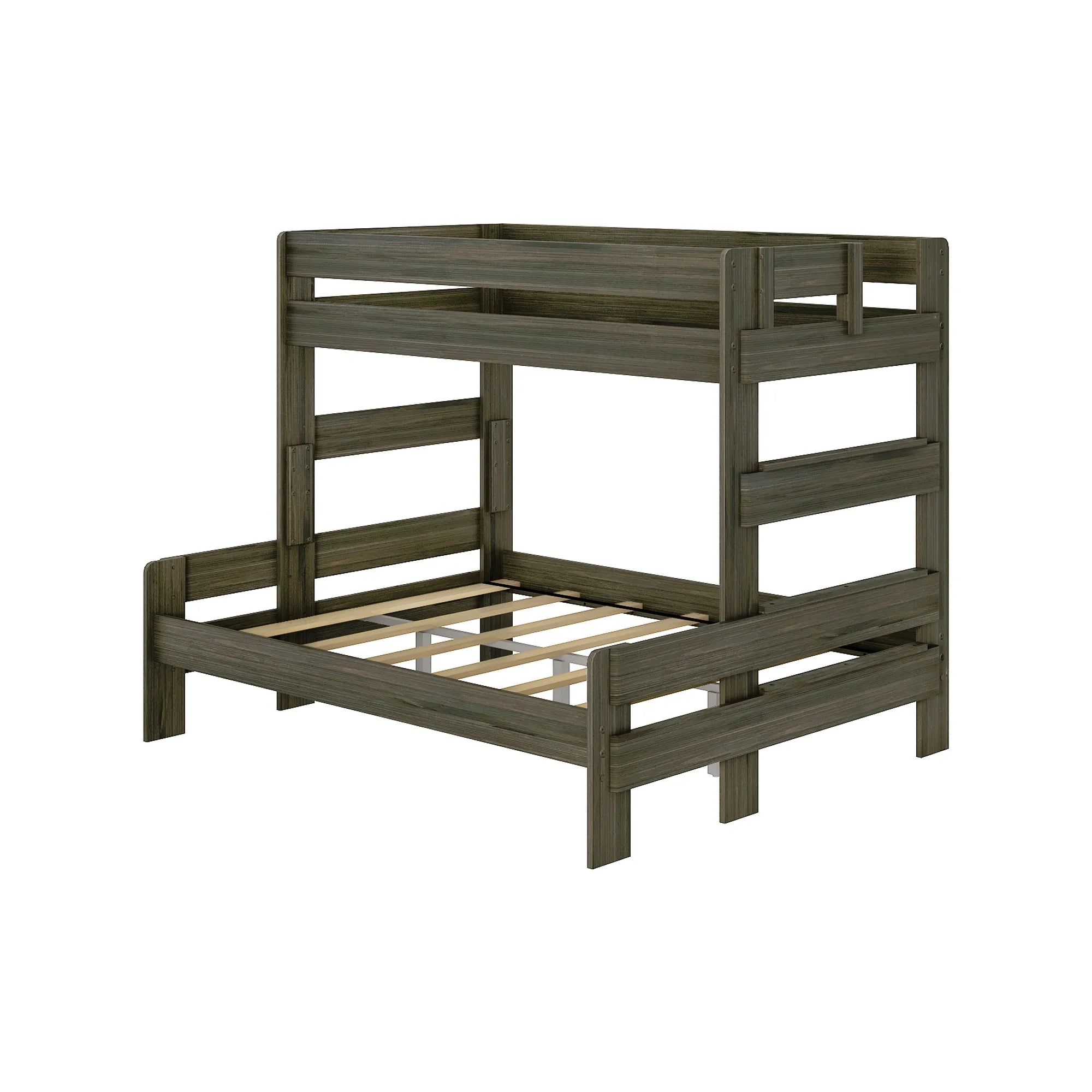 Twin XL Over Queen Platform Bed Frame Barnwood Brown F559