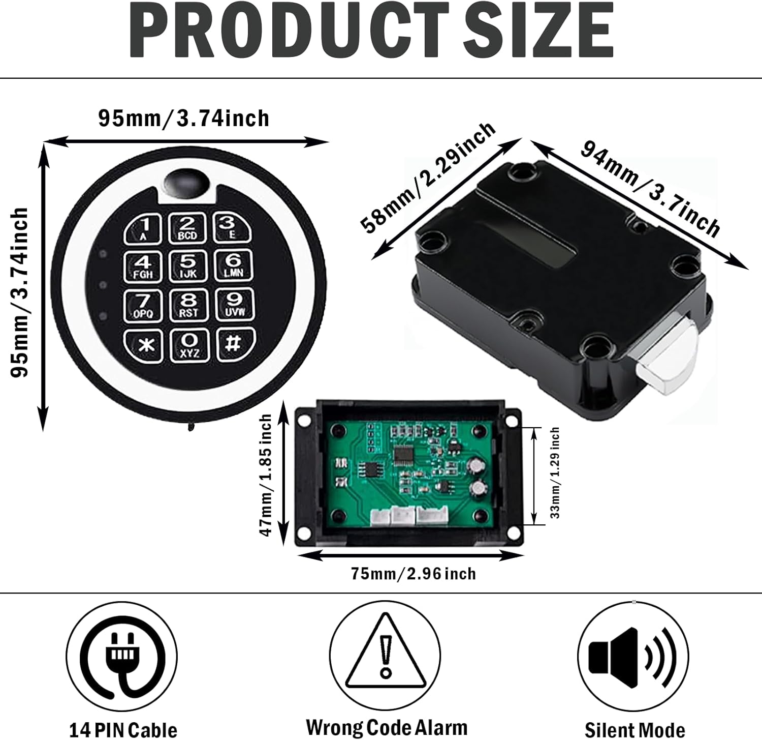 Chrome Electronic Digital Keypad Safe Lock B3120