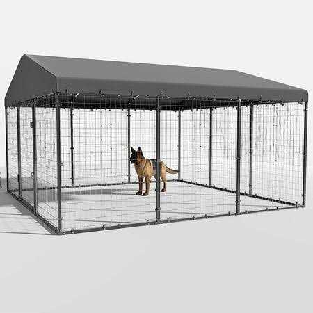 Large Heavy Duty Galvanized Steel Outdoor Dog Kennel with Roof and Double Safety Locks A5553