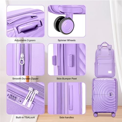 3 Piece PP Hardshell Expandable Luggage Set with Spinner Wheels U451