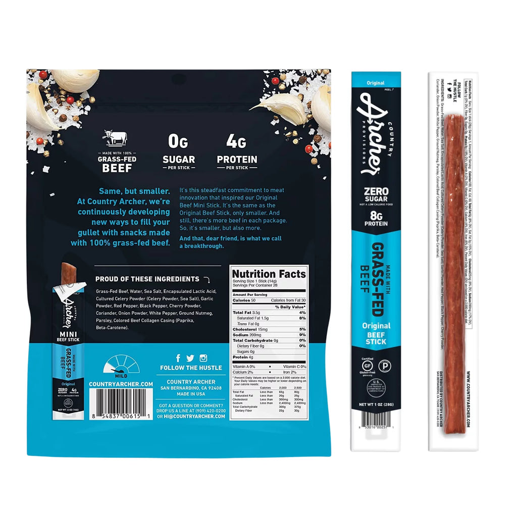 Grass Fed Original Mini Beef Sticks 28 Sticks 14.5oz F1849