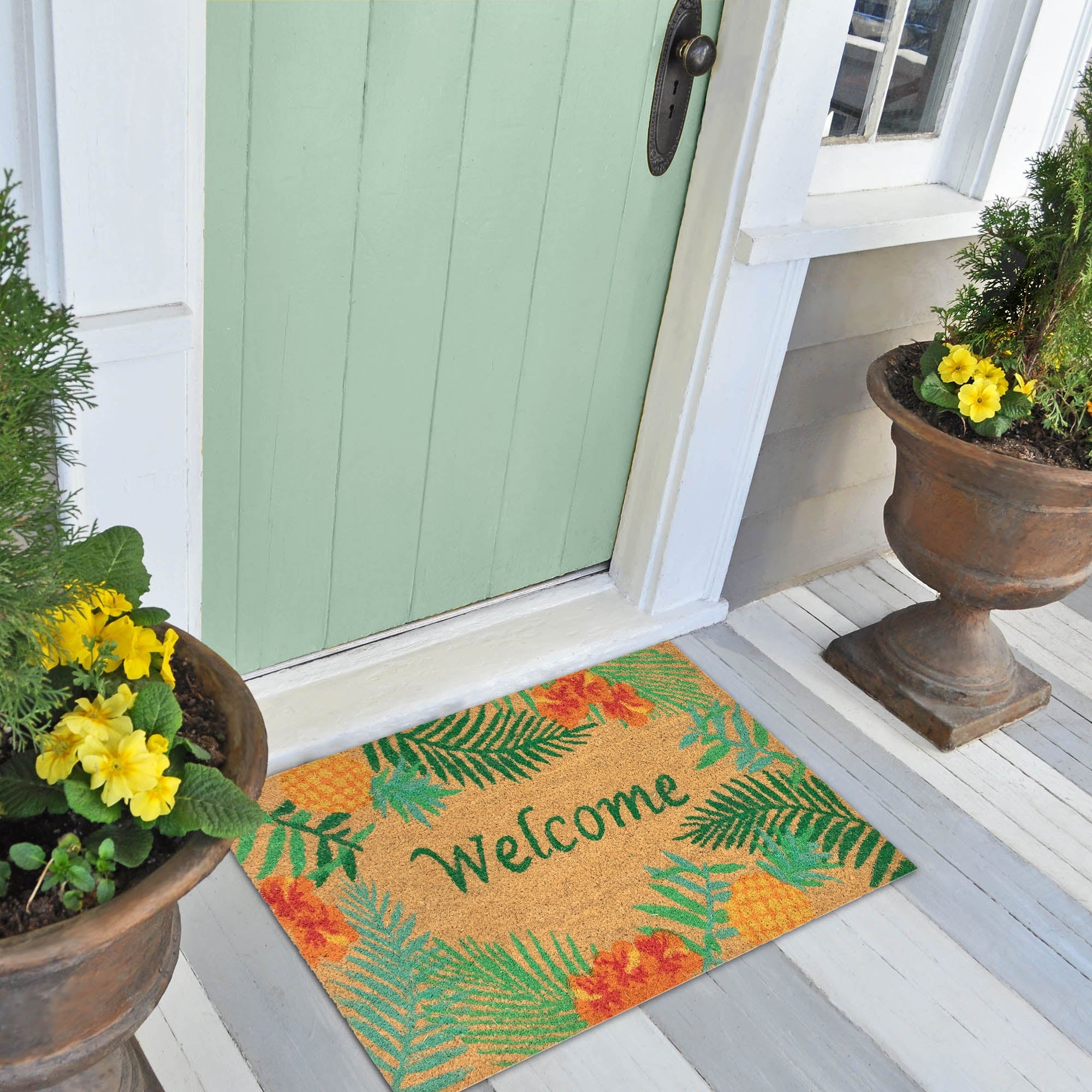 Natura Tropical Welcome Coir Doormat with Non-Slip Backing