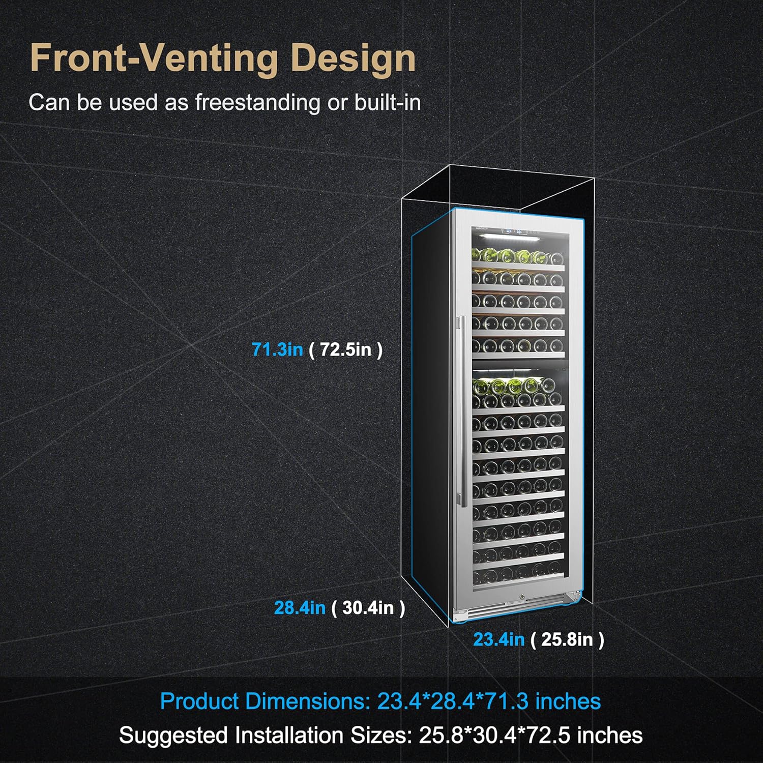 153 Bottle Built-in Dual Zone Stainless Steel Wine Cooler M48695