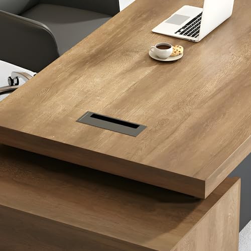 Rustic L Shape Engineered Wood Executive Desk 63" L x 31.5" W x 29.5" H Z252634