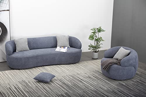 Curved Boucle Couch (Orange, 3 Seat) X913