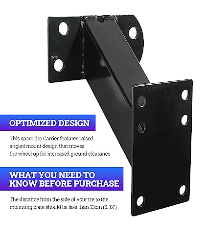 Black Side Mount Spare Tire Carrier for Trailer Tongue F59023