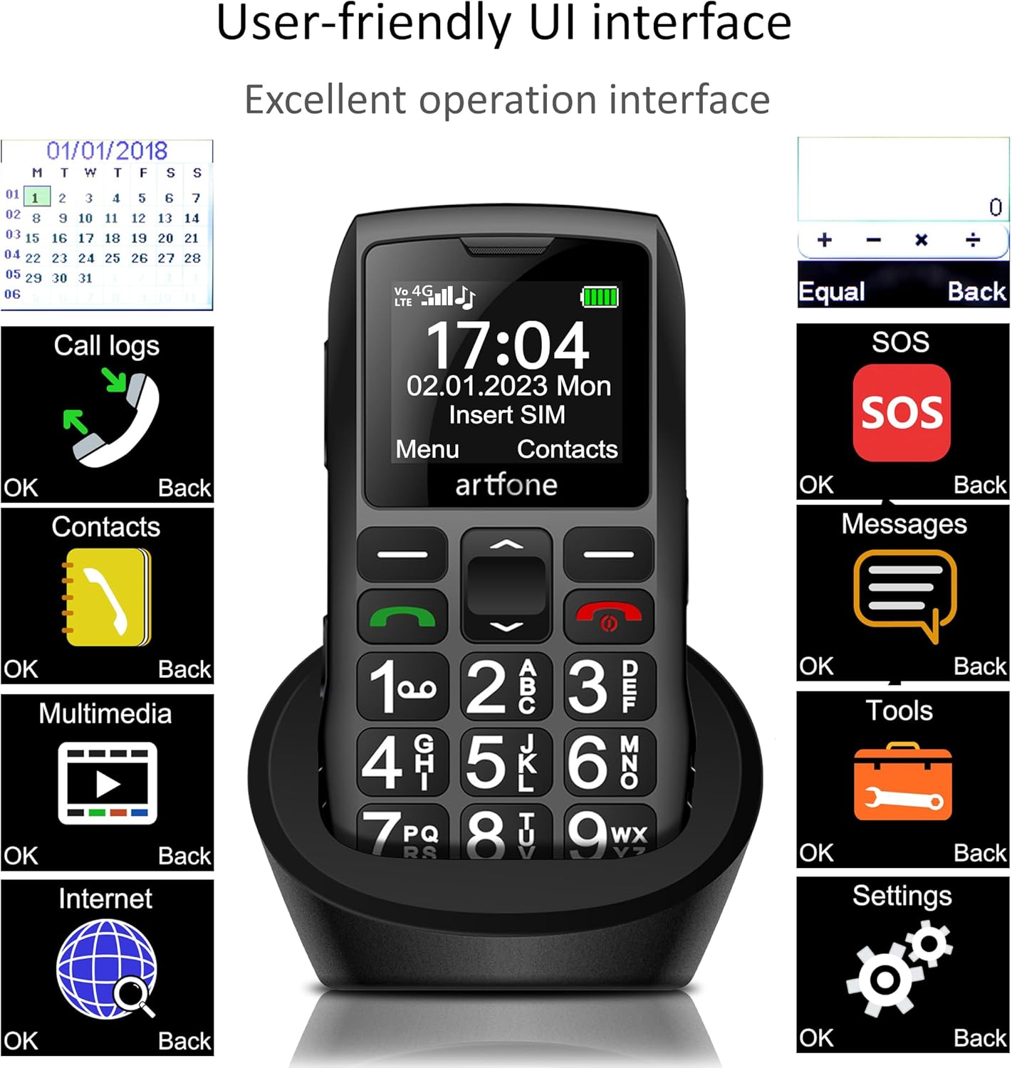 LTE Unlocked Basic Senior Phone with Big Button, 1400 mAh, Single SIM Slot L5126