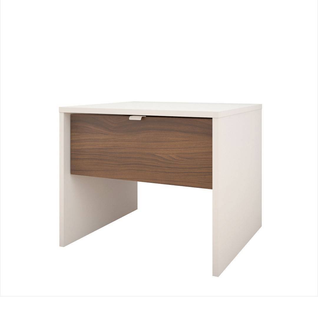 3 Piece Queen Size Bedroom Set, Walnut & White U350914