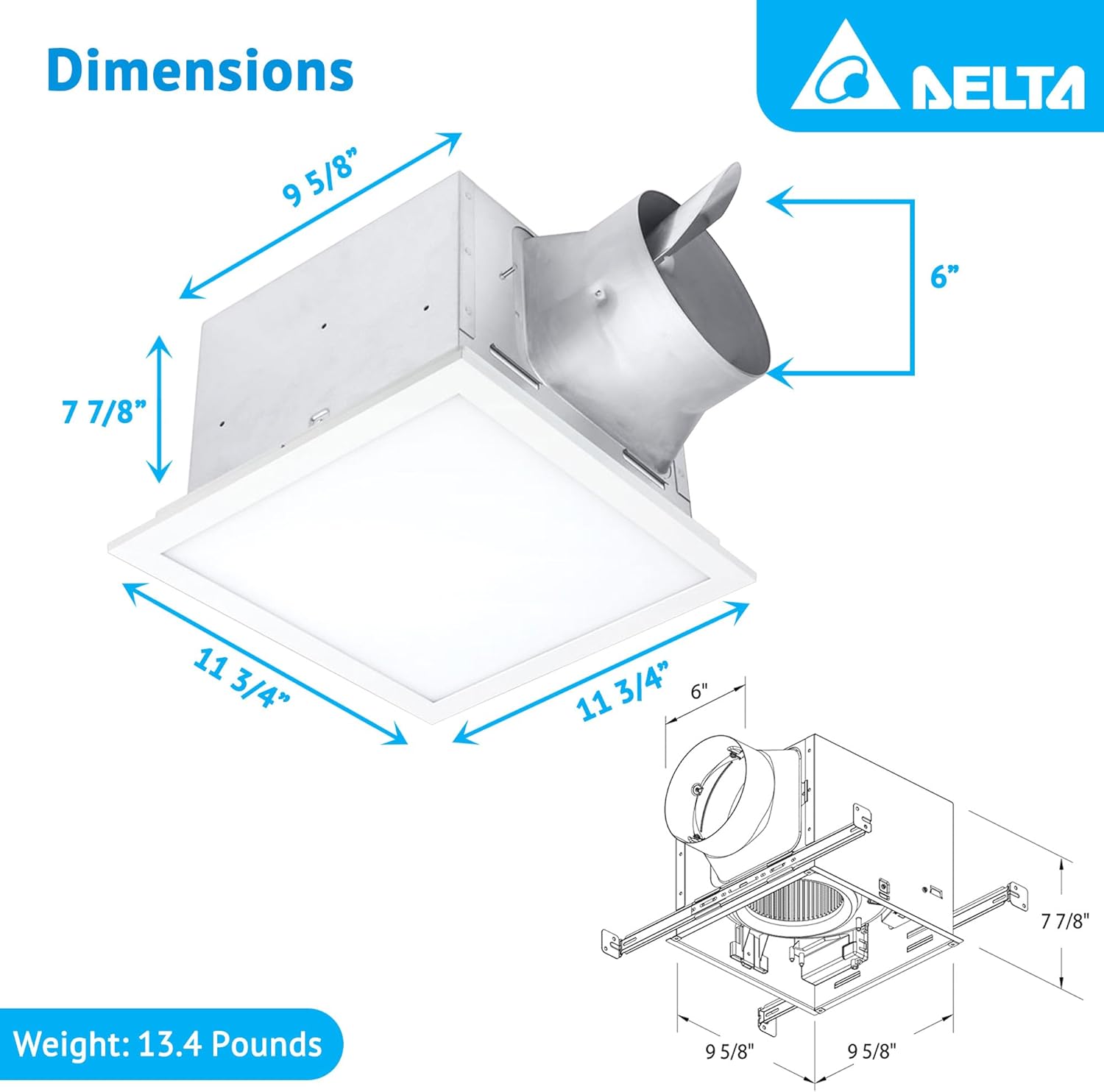 White Exhaust Fan with LED Light, 80/110 CFM C640408