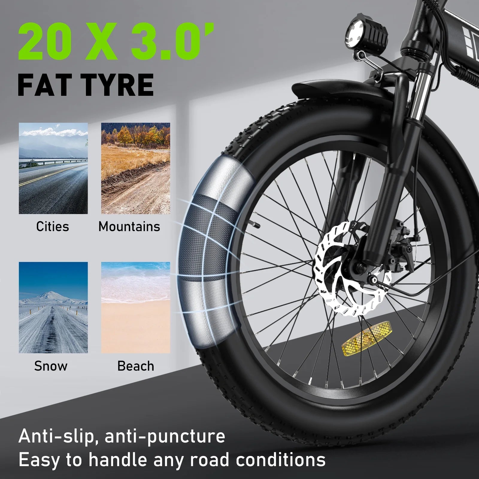 20"x3.0 Fat Tire Electric Bicycle with 500W/36V/12Ah Battery, Shimano 7-Speed E694323