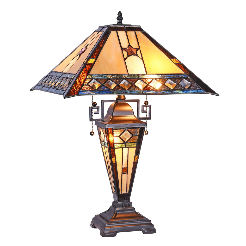 Tiffany-Style 1 Light Double Lit Table Lamp 16" Wide J3016