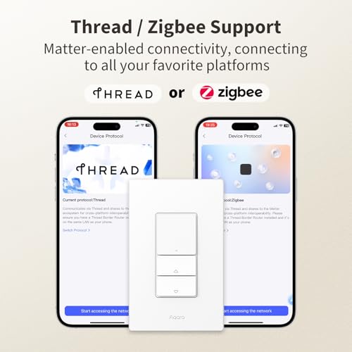 Smart Dimmer Switch, 2-in-1 Neutral, Thread/Zigbee Support, Silent On/Off Dimmer Light Switch R119855