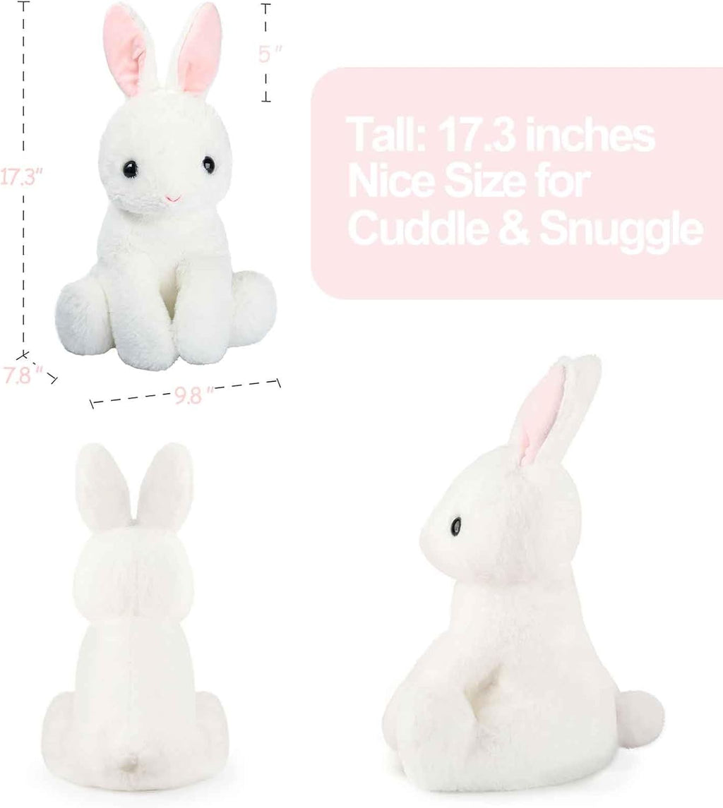 Off White Stuffed Animals Plush Toys with Pink Ears O9650
