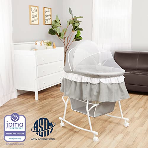 Portable 2-in-1 Bassinet & Cradle in Blue and White with Storage Basket S952