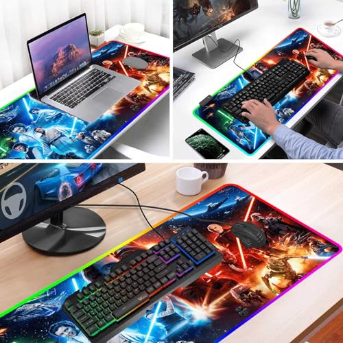 31.5"X15.7" RGB Mouse Pad with Anti-Slip Rubber Base Stitched Frame A855786
